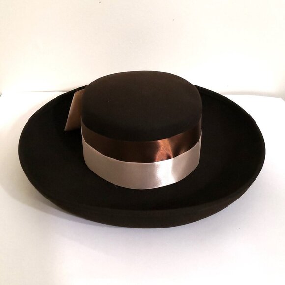 Vintage BETMAR New York Women\'s 100% Wool Felt Hat Bowl Tie Roll Up Brown main image 7